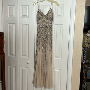Marina Beaded Nude Evening Formal Prom Dress Size 2